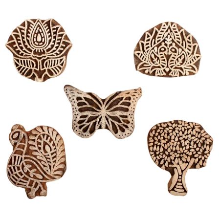 Set of 5 Piece New Mix Wooden Printing Block